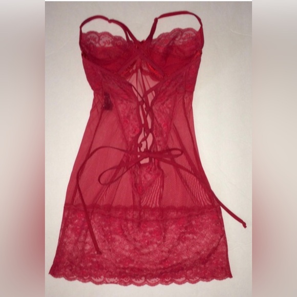 ❤️Fredericks of Hollywood Gorgeous red sheer négligée- Sz S - Picture 2 of 4